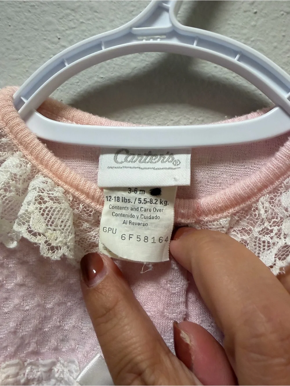 Vintage Carter's Pale Pink Lace-Trim Footed One-Piece